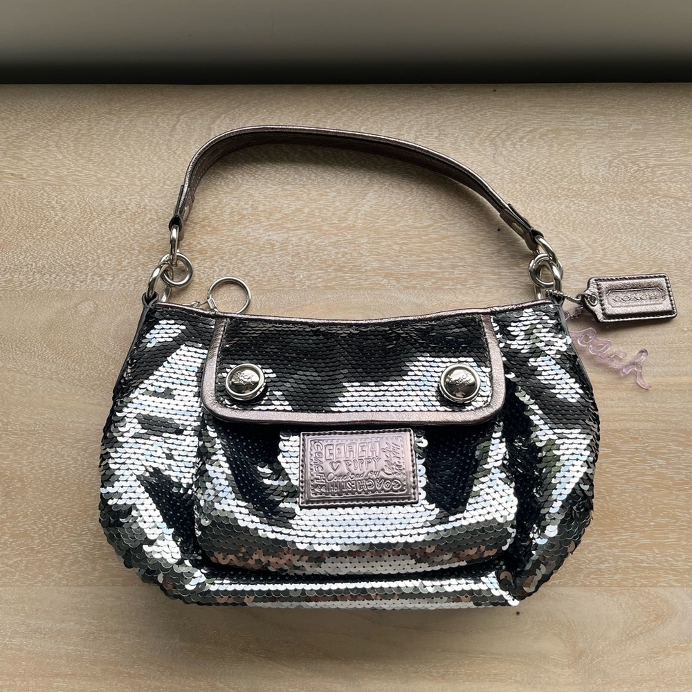 Coach Silver Sequin Shoulder Bag